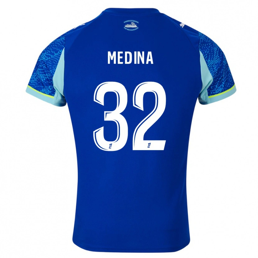 Danxen Dětské Facundo Medina #32 Nebesky Modrá Bílá Třetí Hráčské Dresy 2025/26 Dres