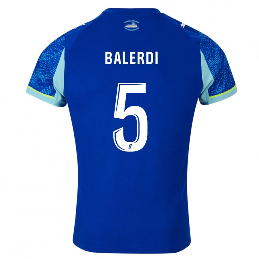 Danxen Dětské Leonardo Balerdi #5 Nebesky Modrá Bílá Třetí Hráčské Dresy 2025/26 Dres