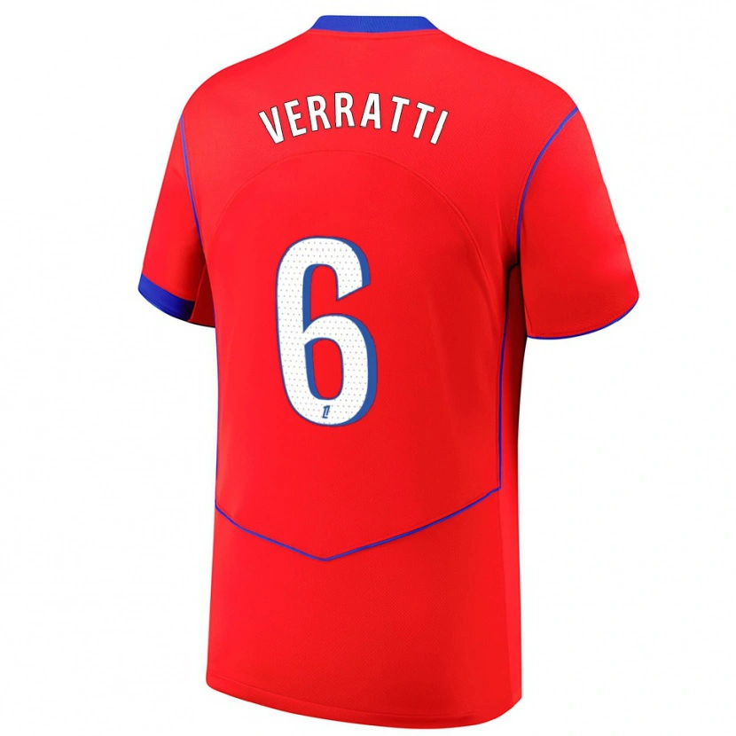 Danxen Dětské Marco Verratti #6 Červená Modrá Bílá Třetí Hráčské Dresy 2025/26 Dres