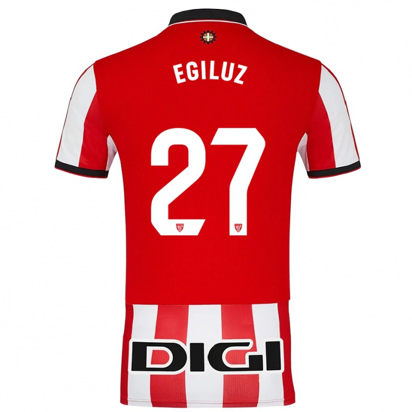 Danxen Pánské Unai Egiluz #27 Červená Bílá Domů Hráčské Dresy 2025/26 Dres