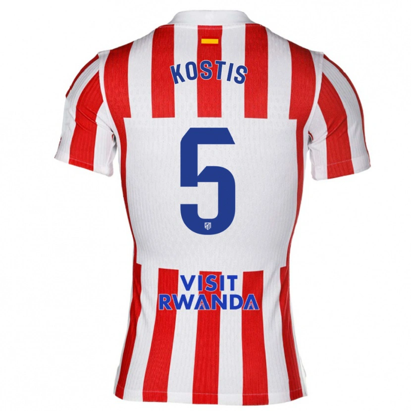 Danxen Pánské Ilias Kostis #5 Červená Bílá Domů Hráčské Dresy 2025/26 Dres