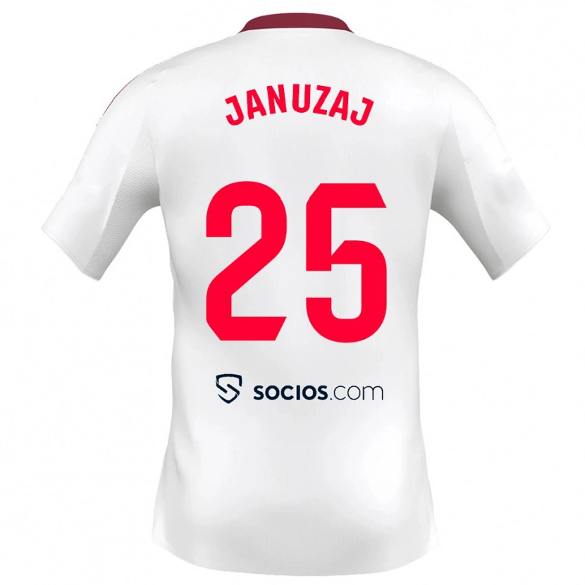 Danxen Pánské Adnan Januzaj #25 Bílá Červená Domů Hráčské Dresy 2025/26 Dres