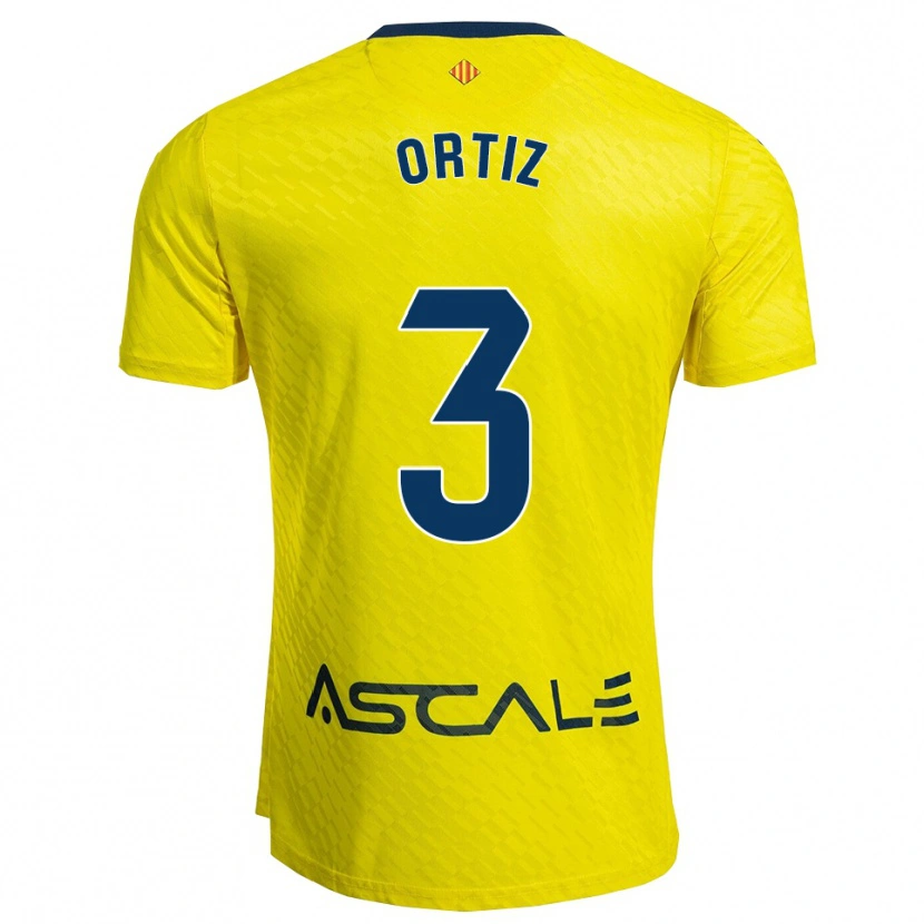 Danxen Pánské Eneko Ortiz #3 Žlutá Tmavě Modrá Domů Hráčské Dresy 2025/26 Dres