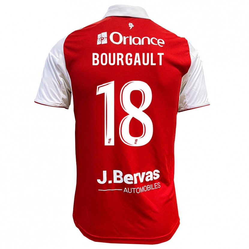 Danxen Pánské Justin Bourgault #18 Červená Bílá Domů Hráčské Dresy 2025/26 Dres