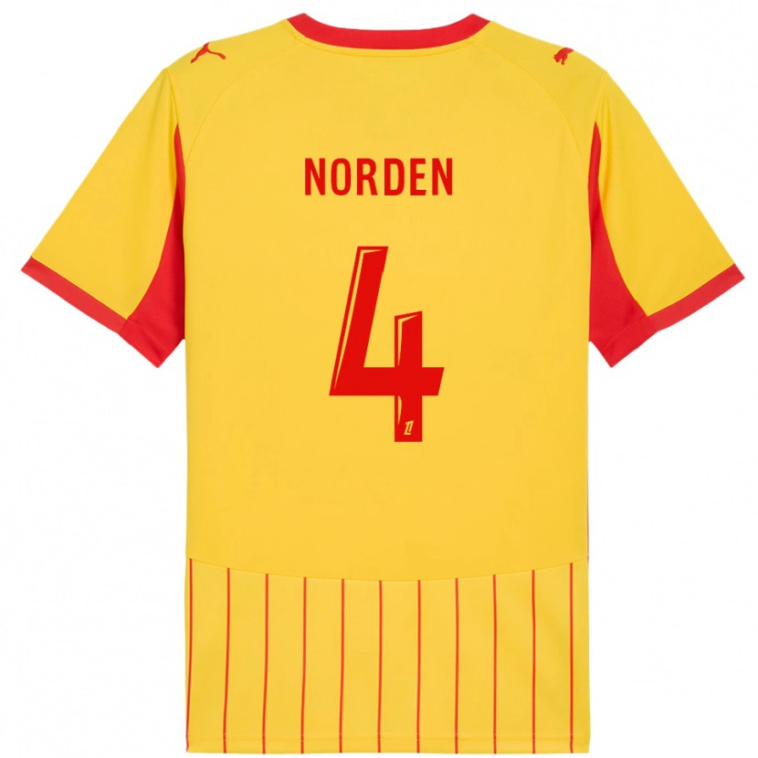 Danxen Pánské Doreen Norden #4 Žlutá Červená Domů Hráčské Dresy 2025/26 Dres