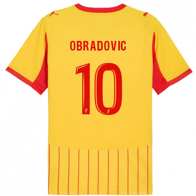 Danxen Pánské Ognjen Obradovic #10 Žlutá Červená Domů Hráčské Dresy 2025/26 Dres