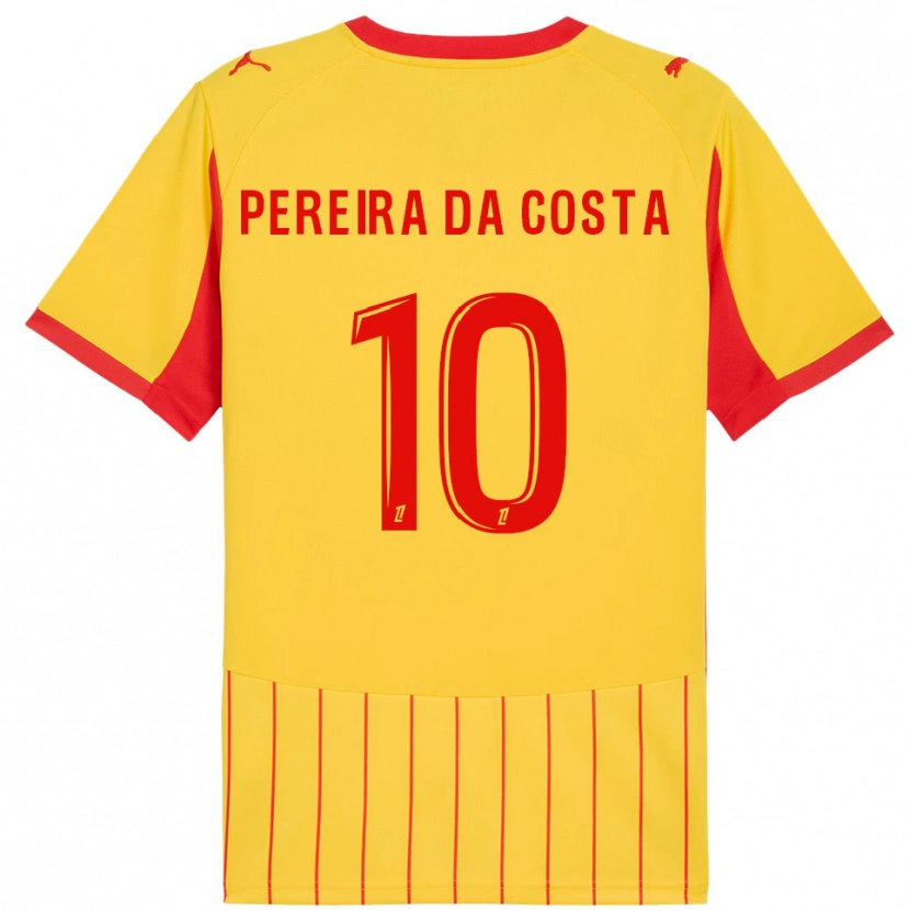 Danxen Pánské David Pereira Da Costa #10 Žlutá Červená Domů Hráčské Dresy 2025/26 Dres
