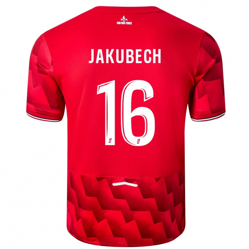 Danxen Pánské Adam Jakubech #16 Červená Bílá Domů Hráčské Dresy 2025/26 Dres