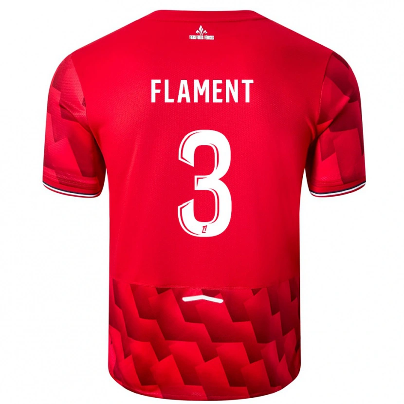 Danxen Pánské Corentin Flament #3 Červená Bílá Domů Hráčské Dresy 2025/26 Dres