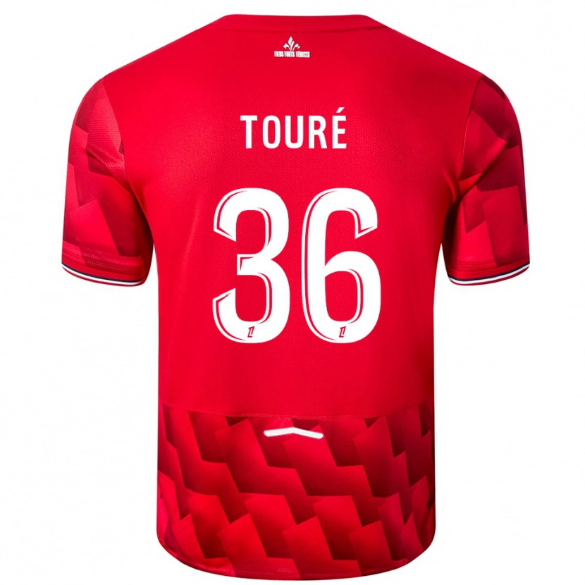 Danxen Pánské Ousmane Touré #36 Červená Bílá Domů Hráčské Dresy 2025/26 Dres