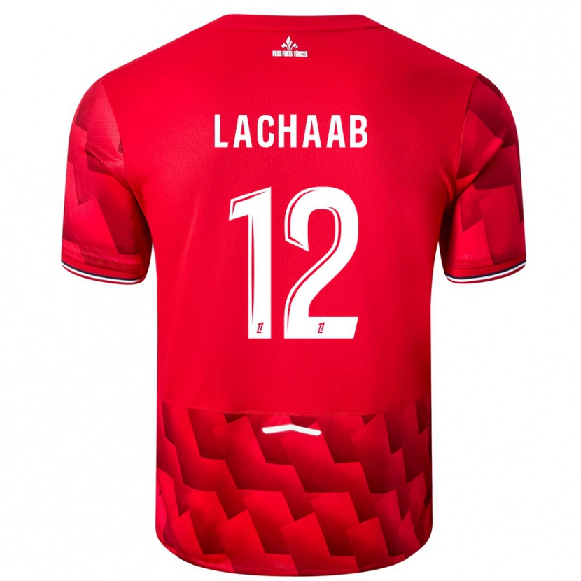 Danxen Pánské Younes Lachaab #12 Červená Bílá Domů Hráčské Dresy 2025/26 Dres