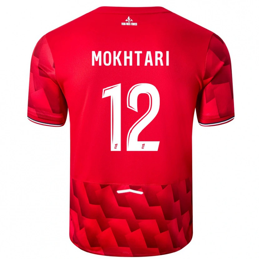 Danxen Pánské Brahim Mokhtari #12 Červená Bílá Domů Hráčské Dresy 2025/26 Dres