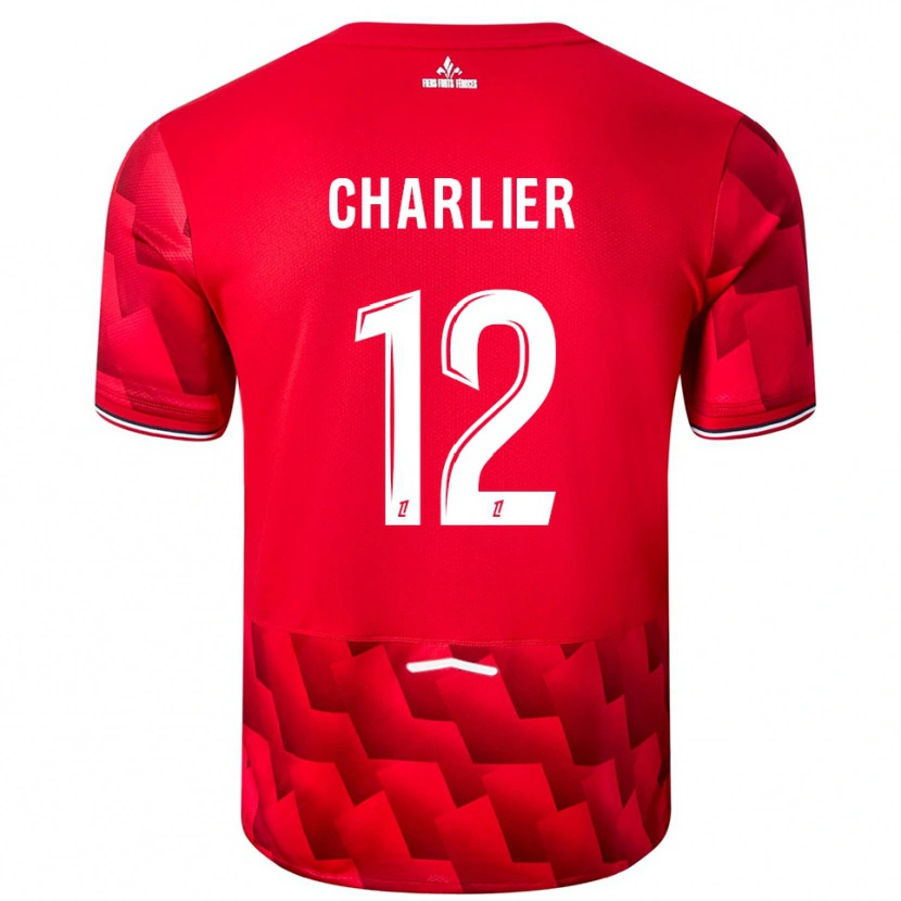 Danxen Pánské Amaury Charlier #12 Červená Bílá Domů Hráčské Dresy 2025/26 Dres
