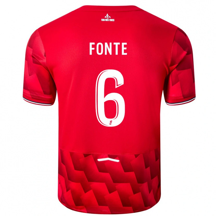 Danxen Pánské Jose Fonte #6 Červená Bílá Domů Hráčské Dresy 2025/26 Dres