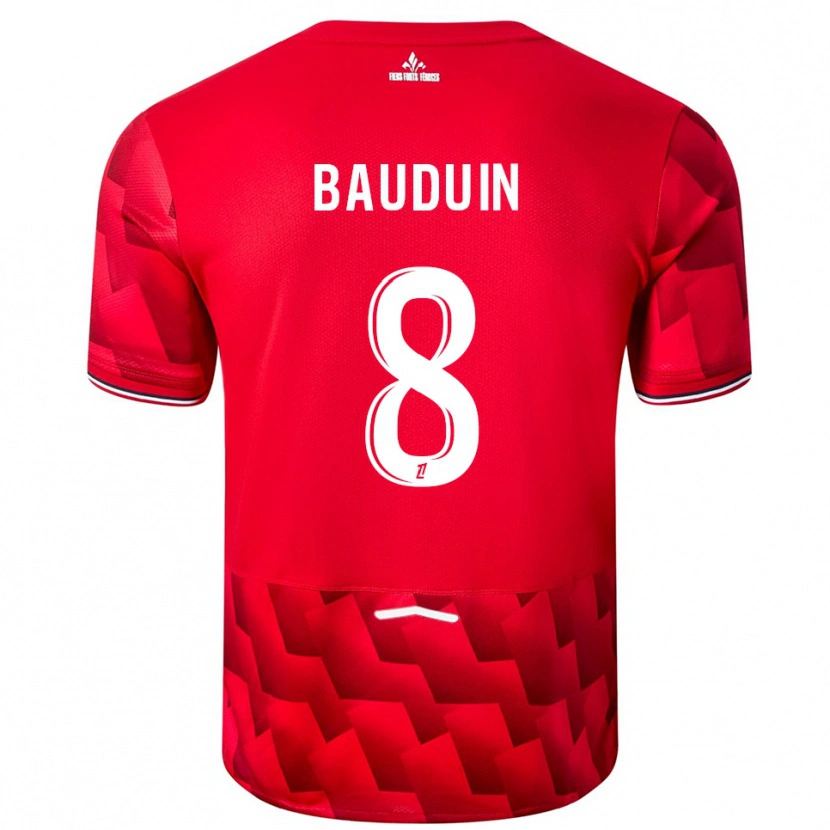Danxen Pánské Justine Bauduin #8 Červená Bílá Domů Hráčské Dresy 2025/26 Dres