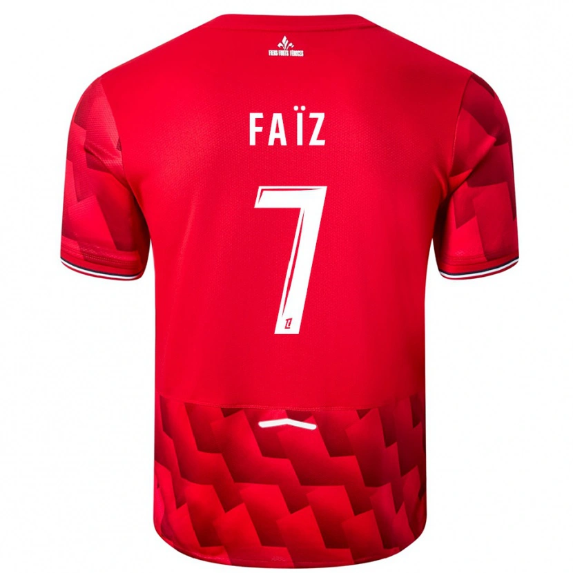 Danxen Pánské Adame Faïz #7 Červená Bílá Domů Hráčské Dresy 2025/26 Dres