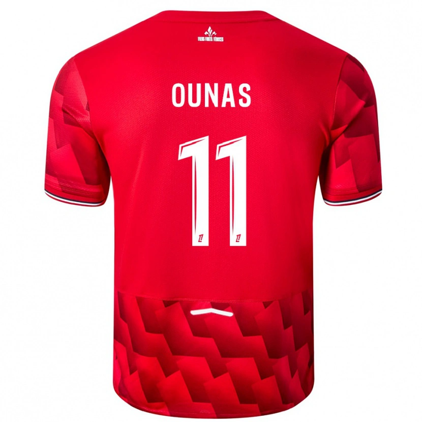 Danxen Pánské Adam Ounas #11 Červená Bílá Domů Hráčské Dresy 2025/26 Dres