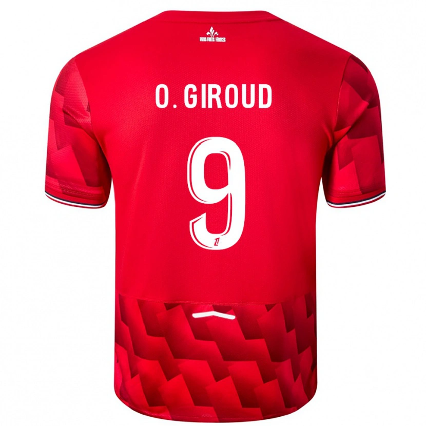 Danxen Pánské Olivier Giroud #9 Červená Bílá Domů Hráčské Dresy 2025/26 Dres