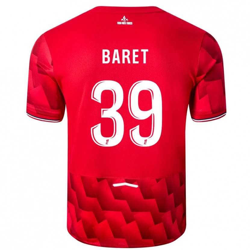Danxen Pánské Lilian Baret #39 Červená Bílá Domů Hráčské Dresy 2025/26 Dres