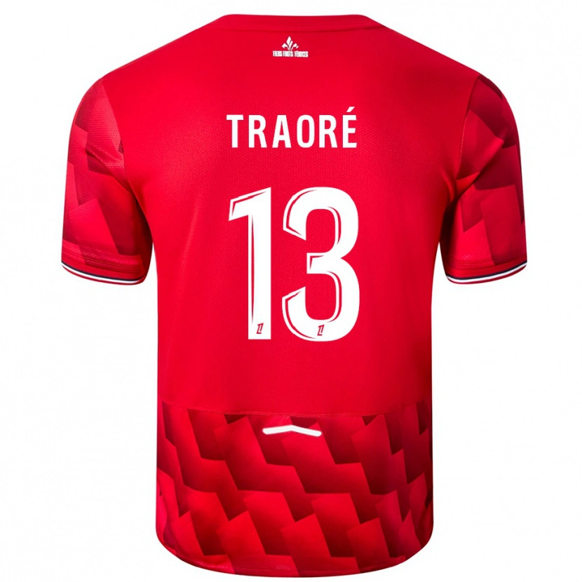 Danxen Pánské Yéli Traoré #13 Červená Bílá Domů Hráčské Dresy 2025/26 Dres