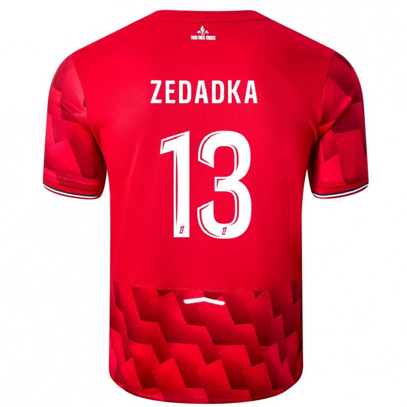 Danxen Pánské Akim Zedadka #13 Červená Bílá Domů Hráčské Dresy 2025/26 Dres
