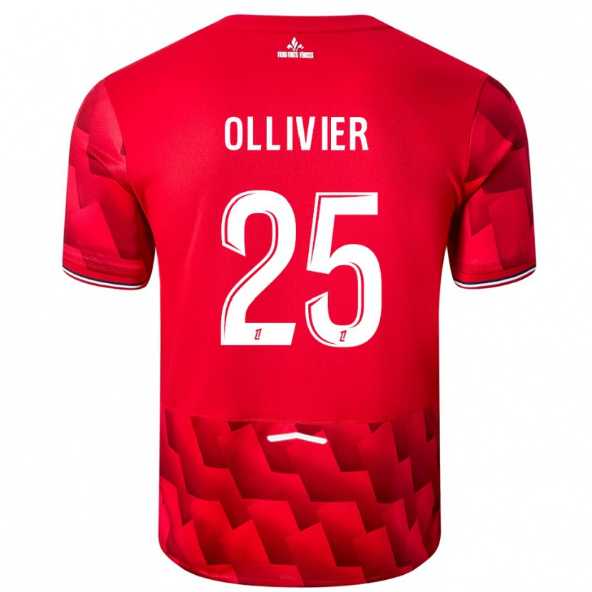 Danxen Pánské Agathe Ollivier #25 Červená Bílá Domů Hráčské Dresy 2025/26 Dres