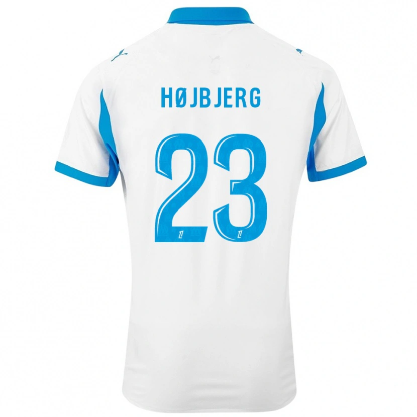 Danxen Pánské Pierre-Emile Højbjerg #23 Bílá Nebesky Modrá Domů Hráčské Dresy 2025/26 Dres