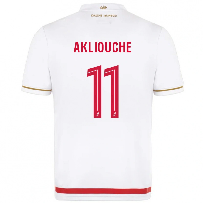 Danxen Pánské Maghnes Akliouche #11 Červená Bílá Domů Hráčské Dresy 2025/26 Dres