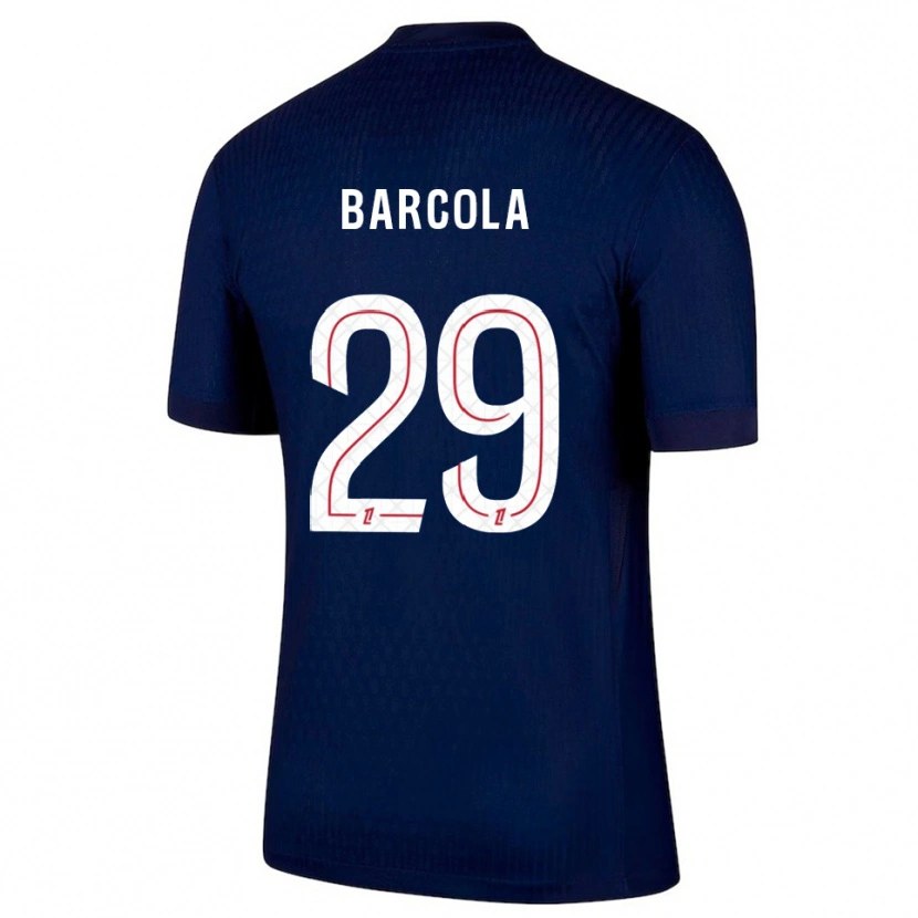 Danxen Pánské Bradley Barcola #29 Tmavě Modrá Červená Domů Hráčské Dresy 2025/26 Dres