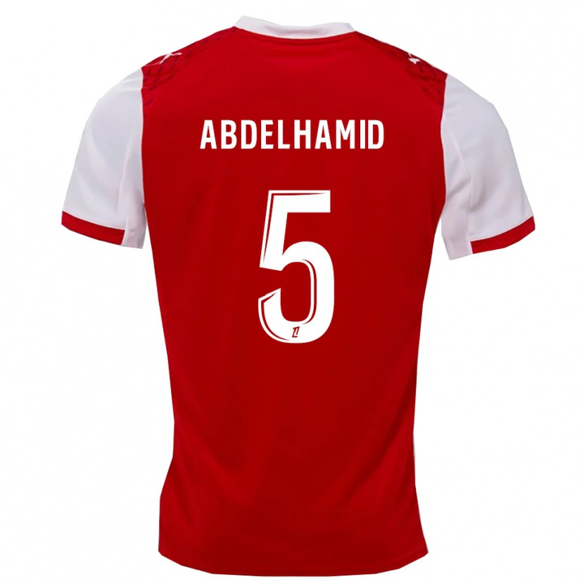 Danxen Pánské Yunis Abdelhamid #5 Červená Bílá Domů Hráčské Dresy 2025/26 Dres