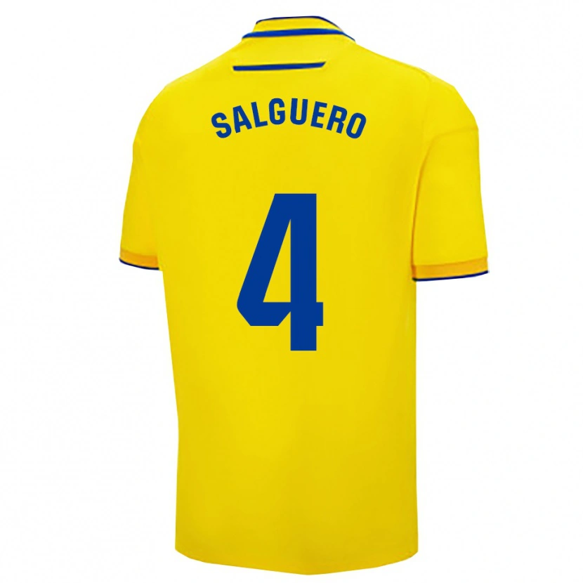 Danxen Pánské Adrián Salguero #4 Žlutá Tmavě Modrá Domů Hráčské Dresy 2025/26 Dres