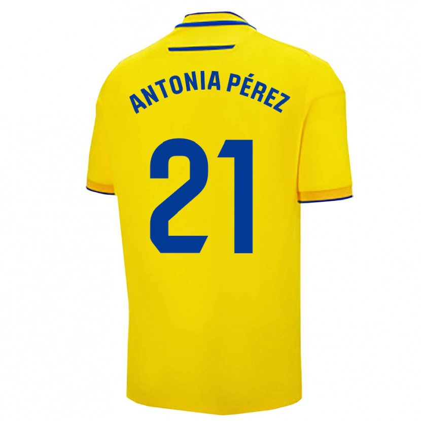 Danxen Pánské Antonia Pérez Lopez #21 Žlutá Tmavě Modrá Domů Hráčské Dresy 2025/26 Dres