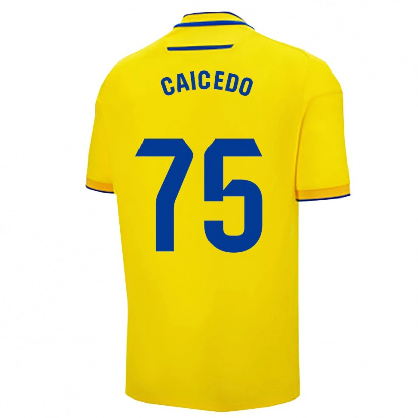 Danxen Pánské Alfred Caicedo #75 Žlutá Tmavě Modrá Domů Hráčské Dresy 2025/26 Dres