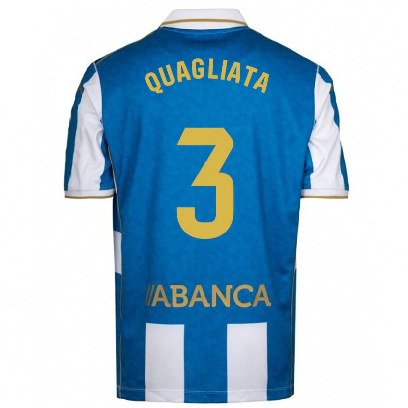Danxen Pánské Giacomo Quagliata #3 Bílá Modrá Domů Hráčské Dresy 2025/26 Dres