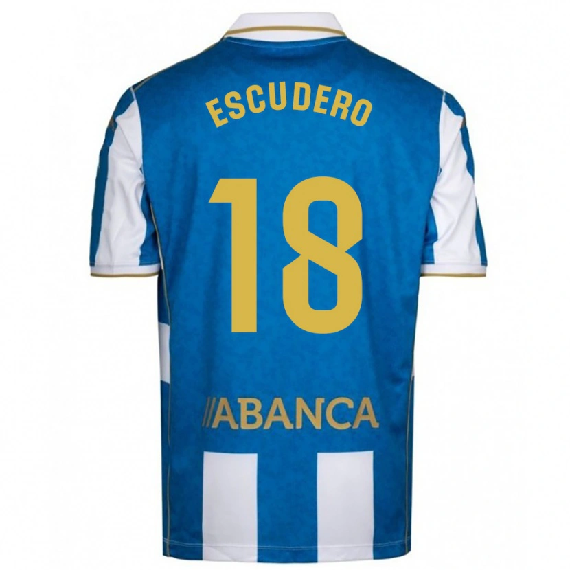 Danxen Pánské Sergio Escudero #18 Bílá Modrá Domů Hráčské Dresy 2025/26 Dres