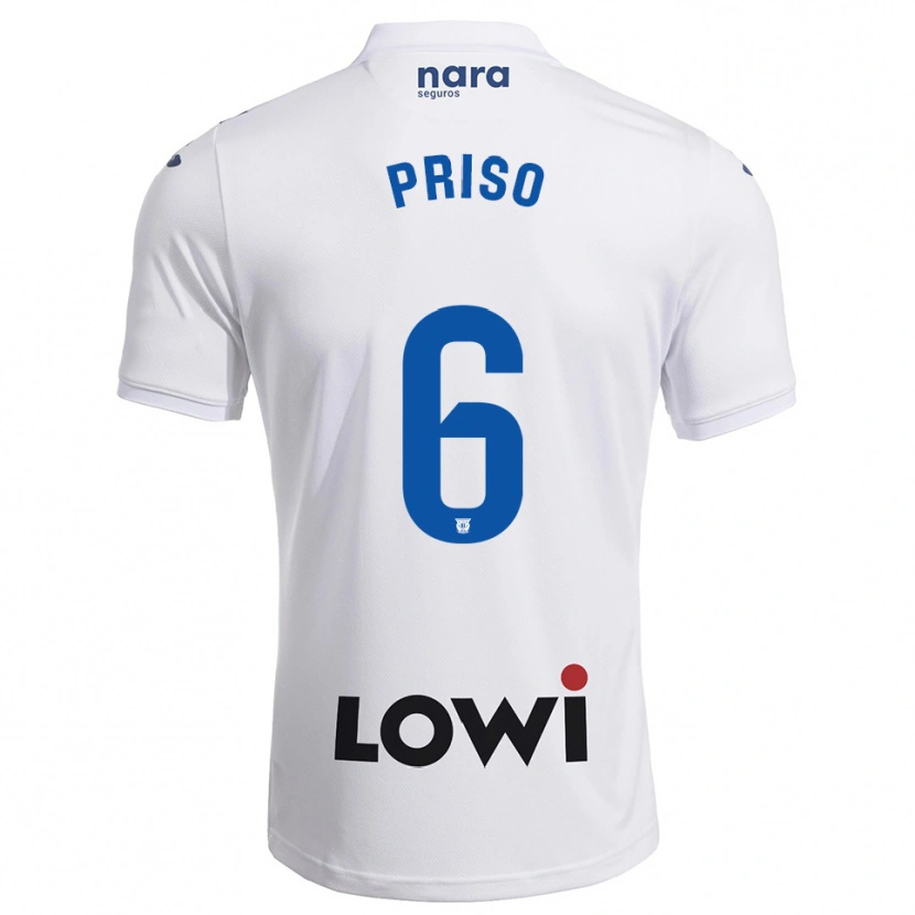 Danxen Pánské Mike Priso #6 Bílá Tmavě Modrá Domů Hráčské Dresy 2025/26 Dres