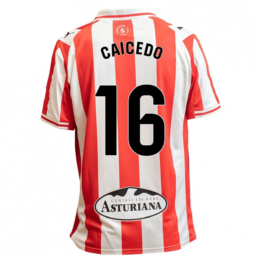 Danxen Pánské Jordy Caicedo #16 Bílá Červená Domů Hráčské Dresy 2025/26 Dres