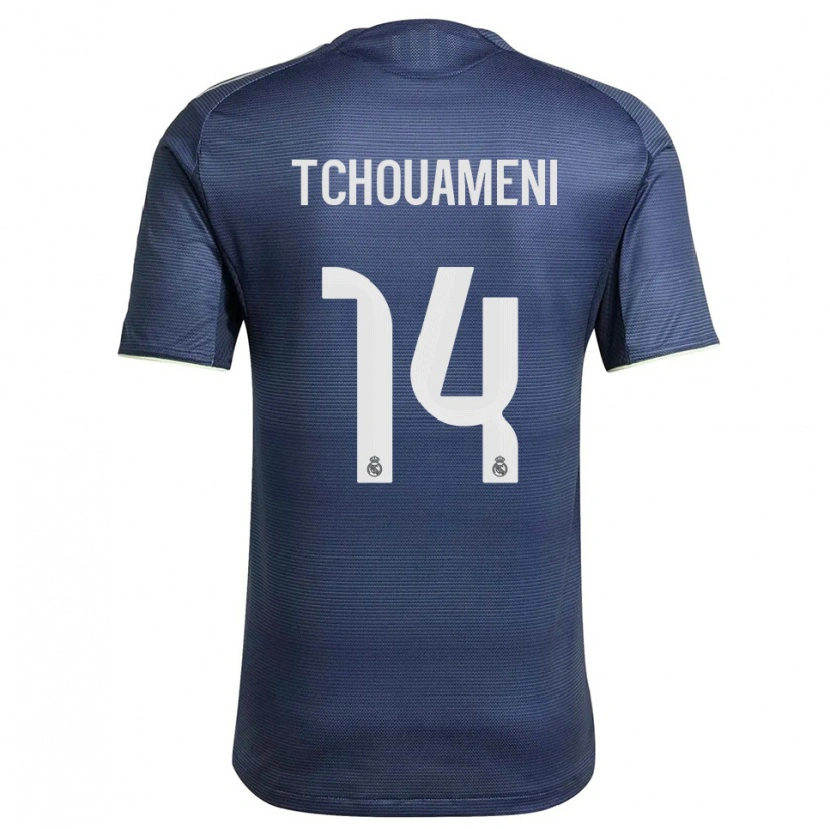 Danxen Pánské Aurélien Tchouaméni #14 Tmavě Modrá Stříbrná Daleko Hráčské Dresy 2025/26 Dres