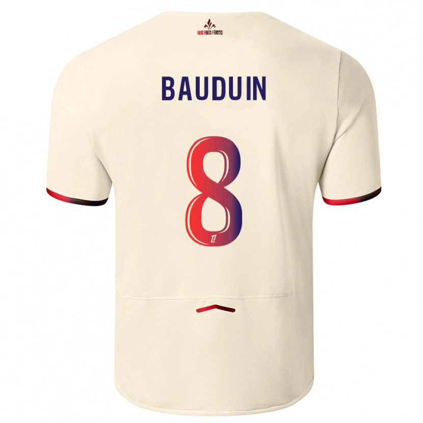 Danxen Pánské Justine Bauduin #8 Špinavě Bílá Červená Daleko Hráčské Dresy 2025/26 Dres