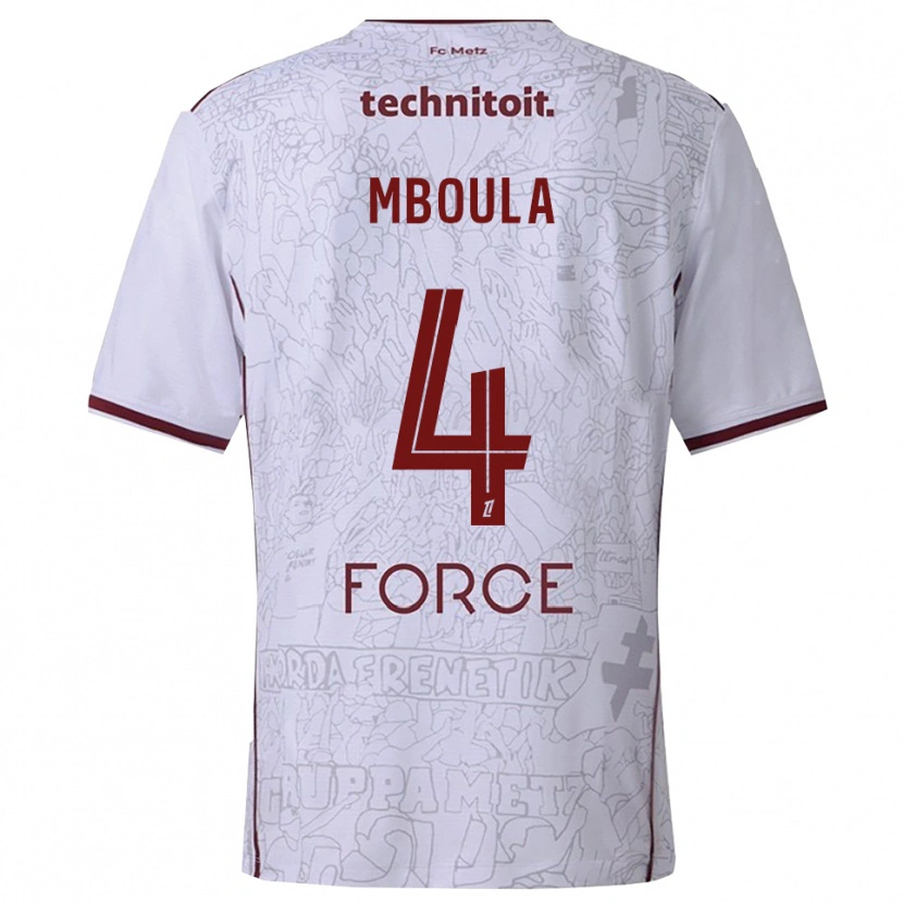 Danxen Pánské Michel Mboula #4 Bílá Burgundská Daleko Hráčské Dresy 2025/26 Dres