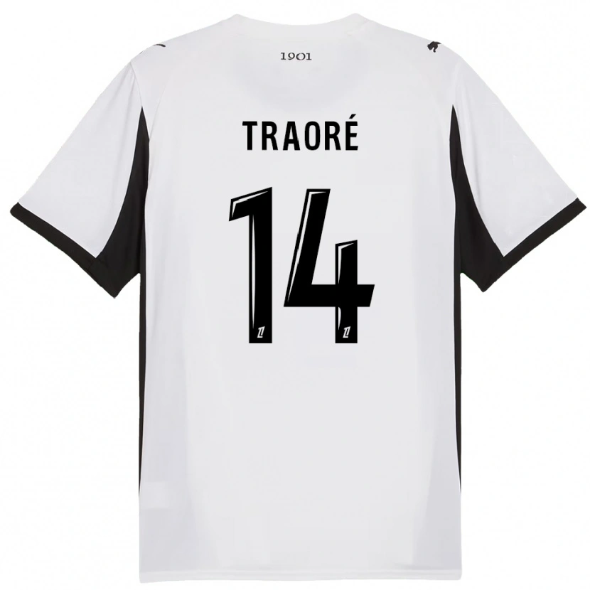 Danxen Pánské Erwan Traoré #14 Bílá Černá Daleko Hráčské Dresy 2025/26 Dres