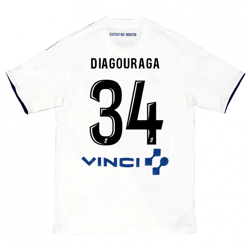 Danxen Pánské Djibril Diagouraga #34 Bílá Modrá Daleko Hráčské Dresy 2025/26 Dres