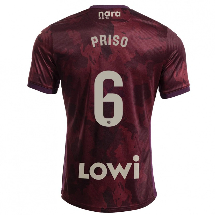 Danxen Pánské Mike Priso #6 Burgundská Bílá Daleko Hráčské Dresy 2025/26 Dres