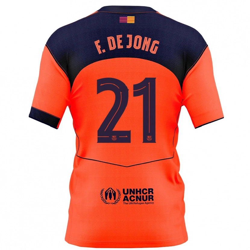 Danxen Pánské Frenkie De Jong #21 Oranžová Tmavě Modrá Třetí Hráčské Dresy 2025/26 Dres