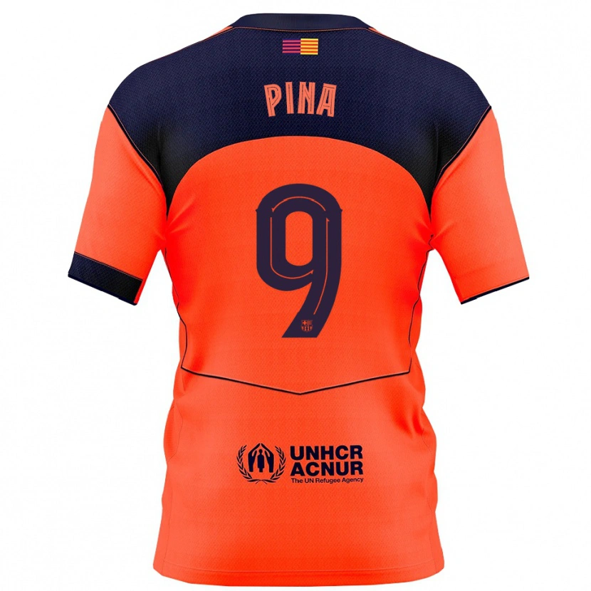 Danxen Pánské Claudia Pina Medina #9 Oranžová Tmavě Modrá Třetí Hráčské Dresy 2025/26 Dres