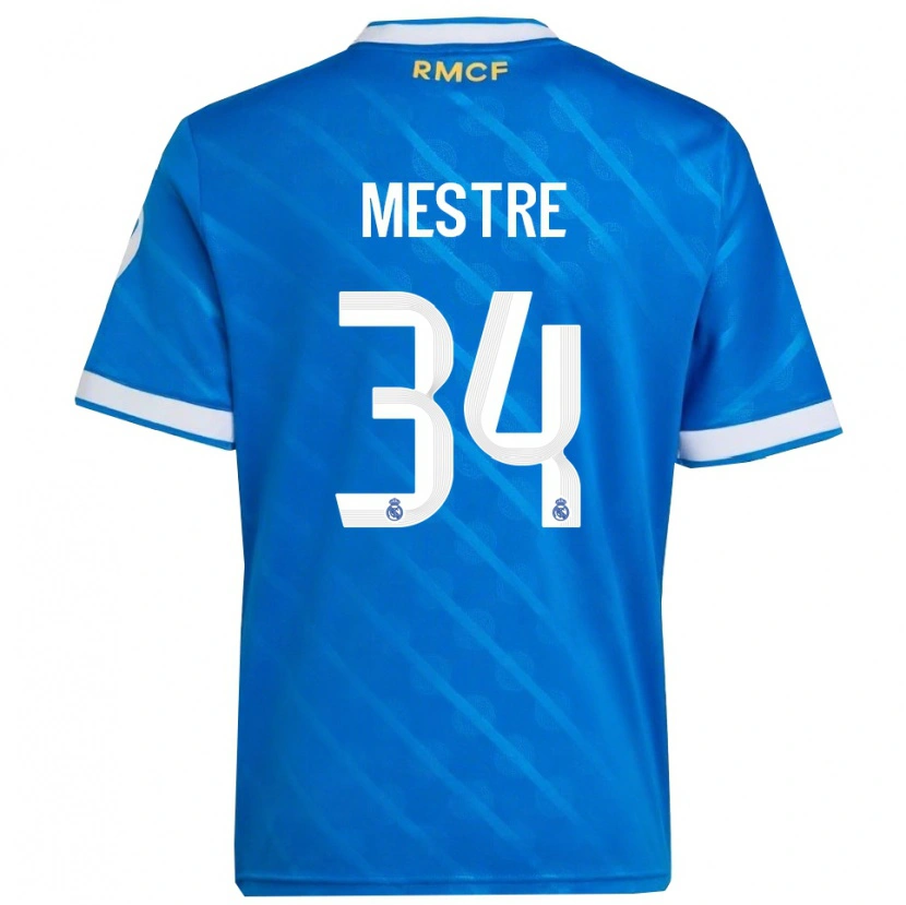 Danxen Pánské Sergio Mestre #34 Modrá Bílá Třetí Hráčské Dresy 2025/26 Dres