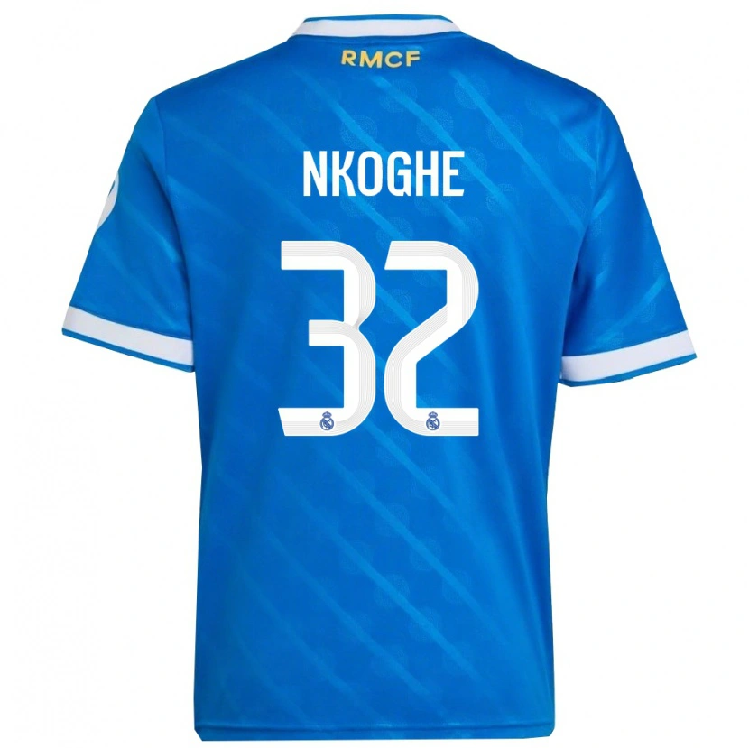 Danxen Pánské Ariel Nkoghe #32 Modrá Bílá Třetí Hráčské Dresy 2025/26 Dres