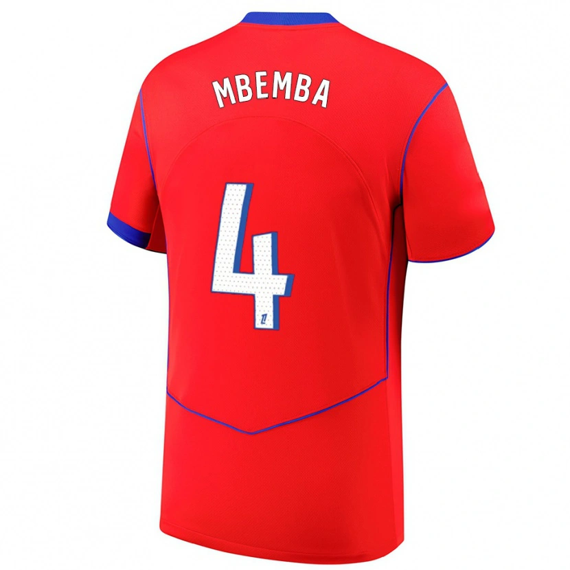 Danxen Pánské Stanislas Mbemba #4 Červená Modrá Bílá Třetí Hráčské Dresy 2025/26 Dres