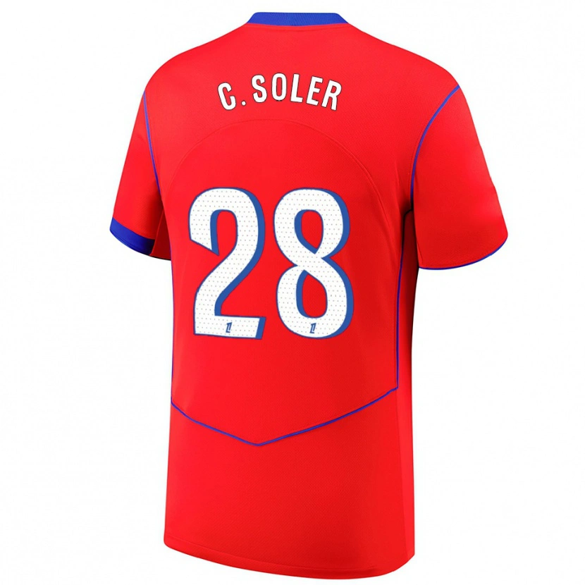 Danxen Pánské Carlos Soler #28 Červená Modrá Bílá Třetí Hráčské Dresy 2025/26 Dres