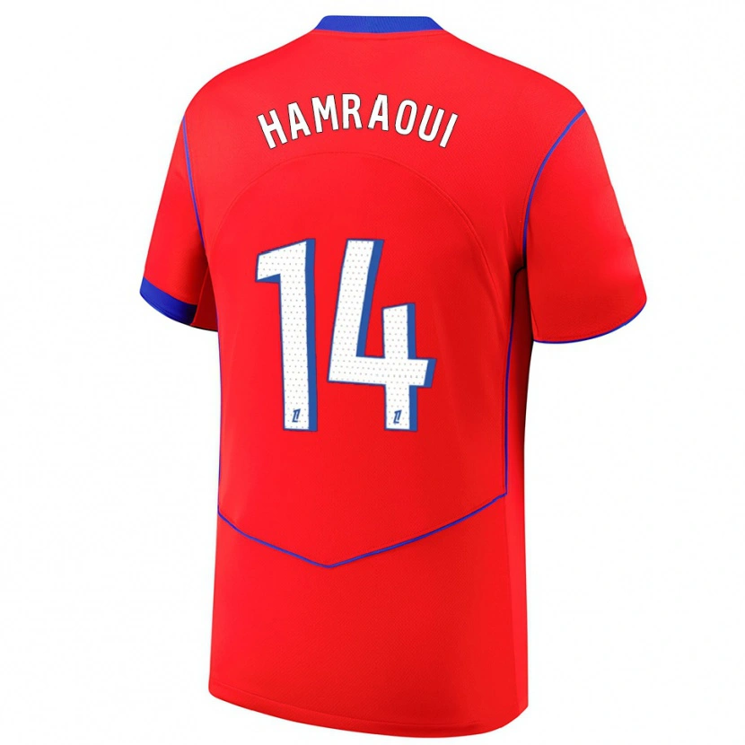 Danxen Pánské Kheira Hamraoui #14 Červená Modrá Bílá Třetí Hráčské Dresy 2025/26 Dres